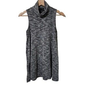 Anthropologie Postage Stamp Sleeveless Mock Neck Top Women Size S Space Dye Gray